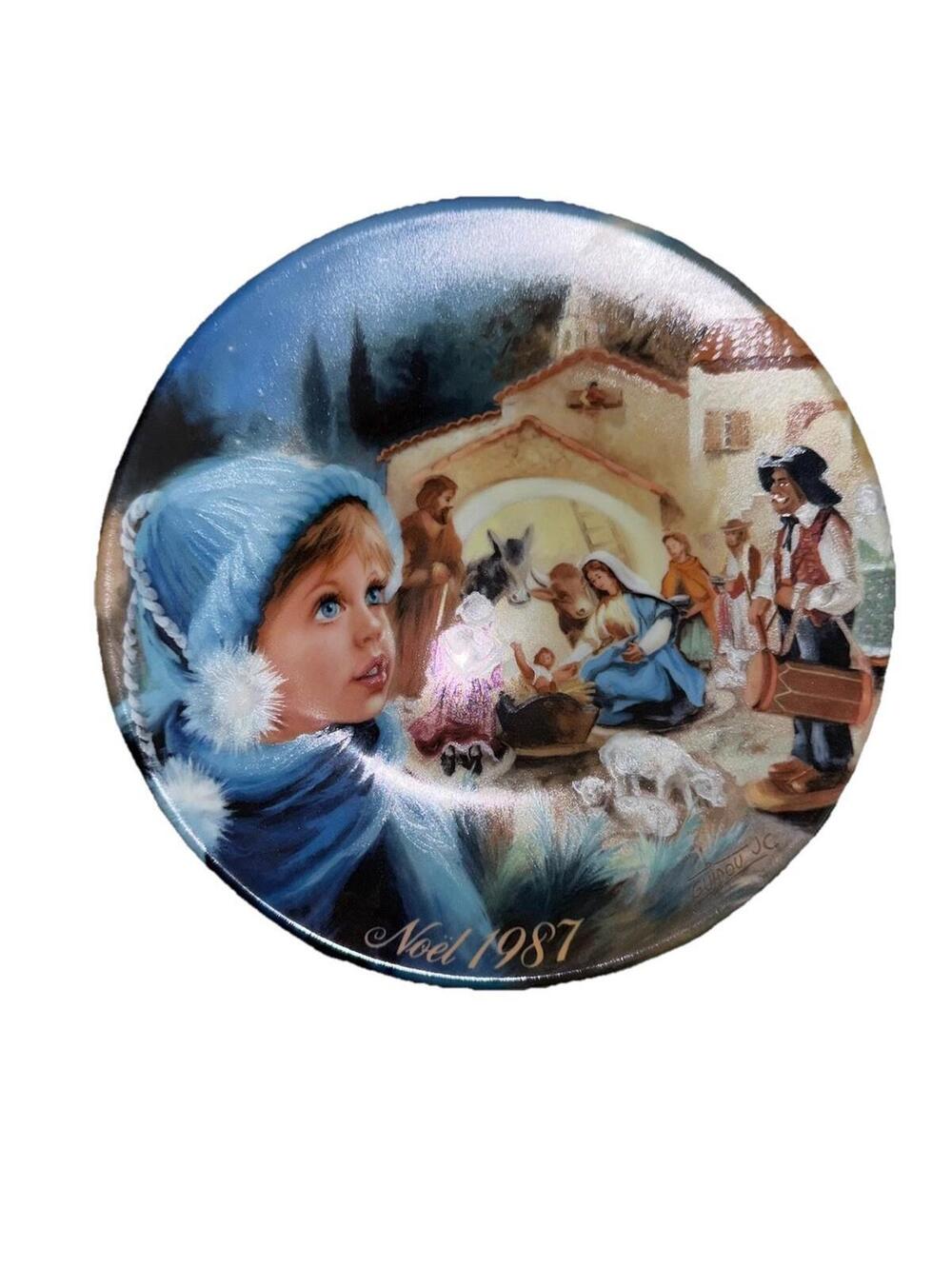 D'Arceau Limoges 1987 "La Creche Etoilee" Christmas Plate 8.5" COA #L122 EUC